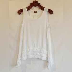 Tulip White Sleeveless Ruffle Hem Top